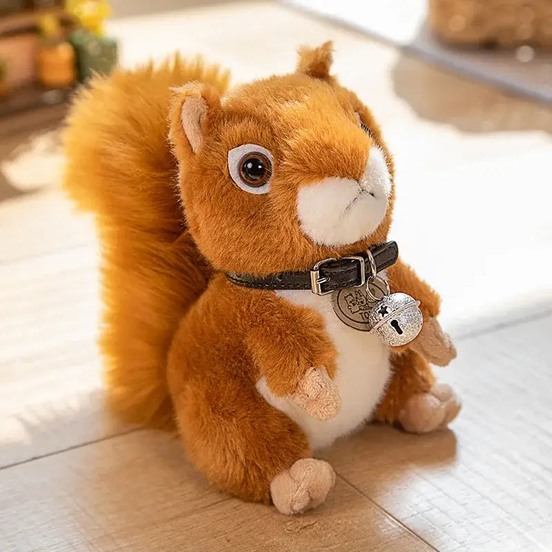 peluche écureuil mignon roux - with bell / 17cm