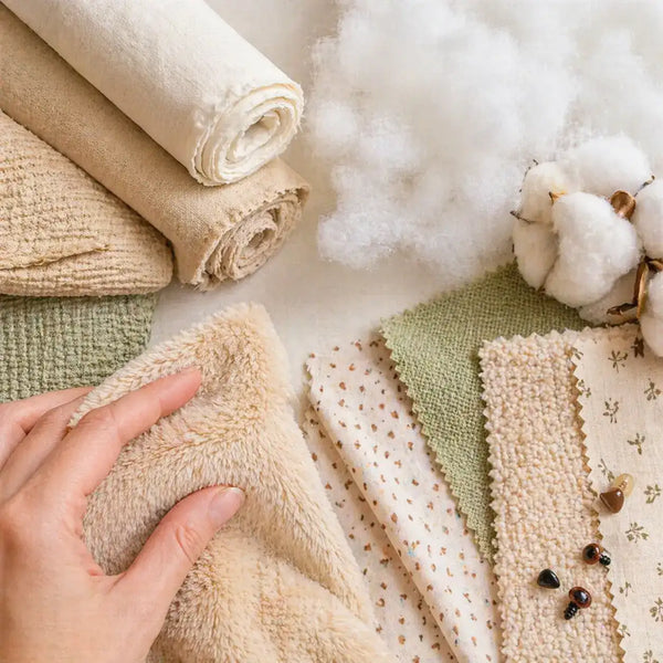 Sélection de tissus doux et coton naturel pour la fabrication de peluches