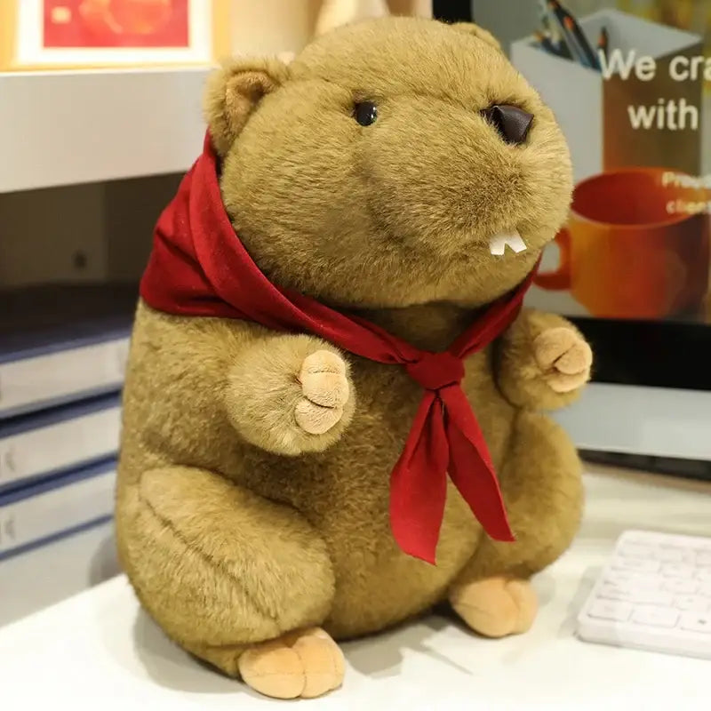 marmotte peluche - Avec Écharpe / 25cm