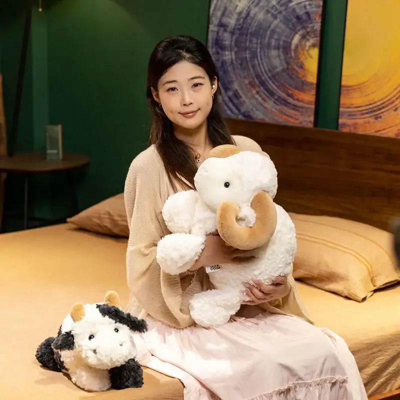 mouton en peluche blanc