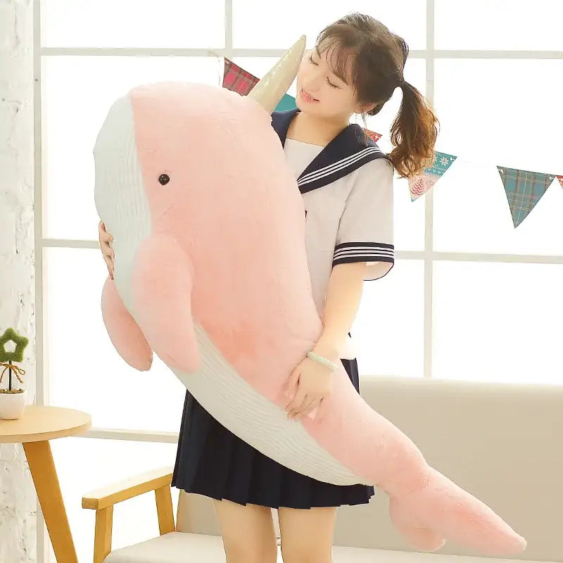 narval peluche - Rose / 60cm