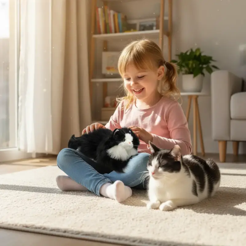 chat en peluche realiste