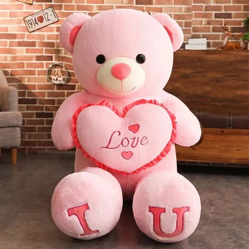 ours en peluche gros - Rose / 80cm