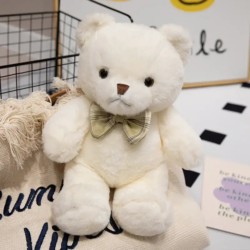 ours en peluche nœud papillon - Blanc