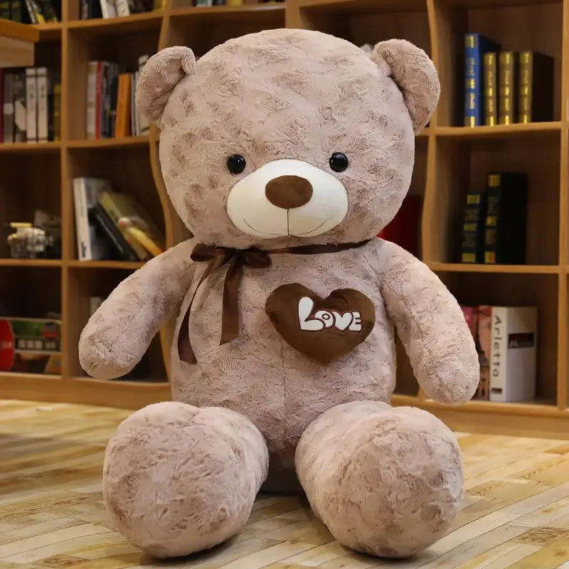 Ours Peluche Coeur - Gris Clair / 60cm - Ours Peluche Coeur