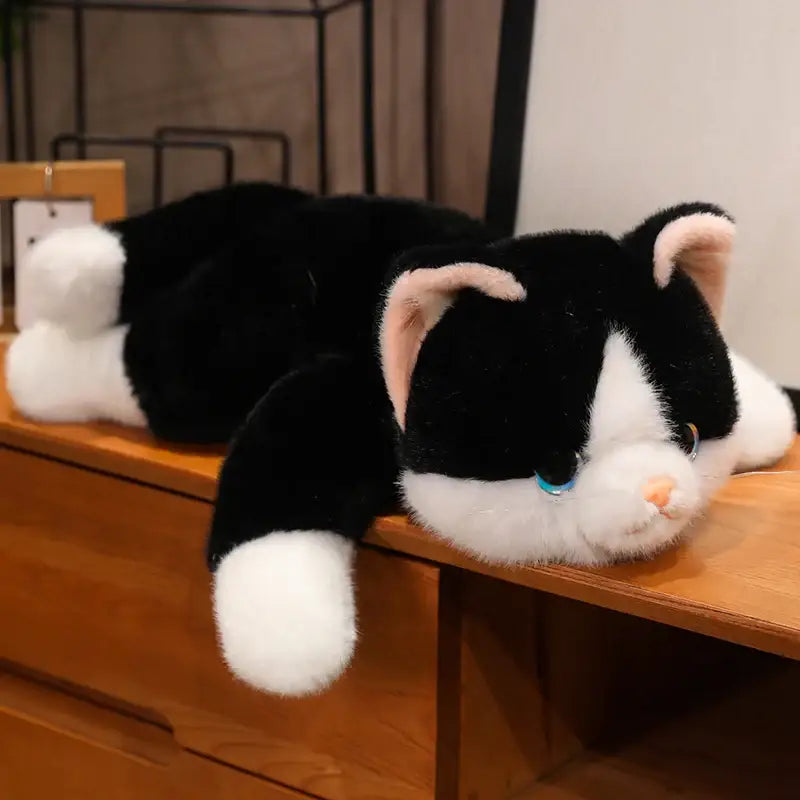 peluche chat blanc et noir - 30cm