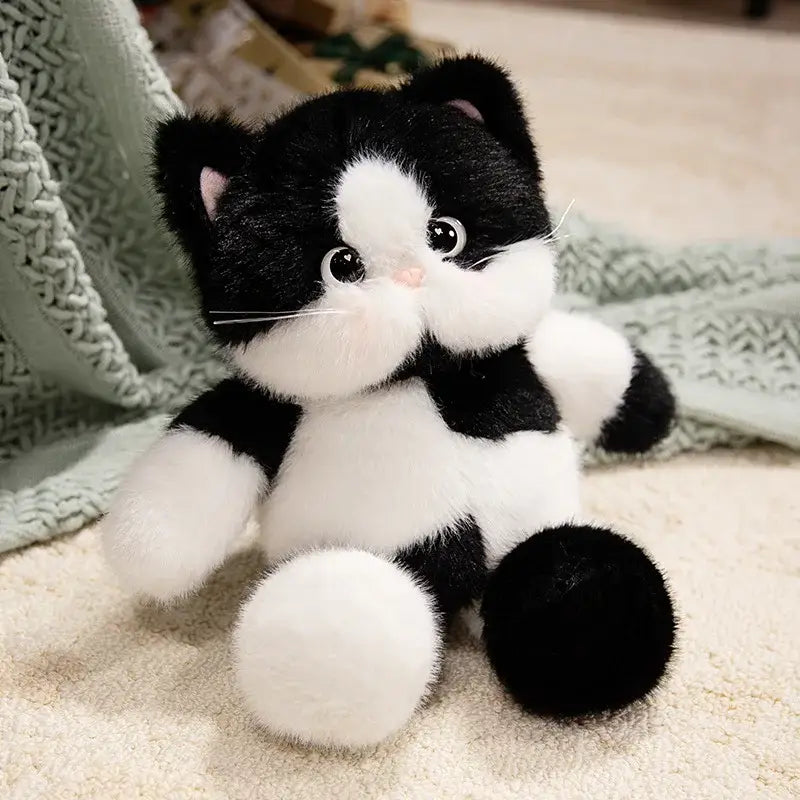 peluche chat noir et blanc - 45cm
