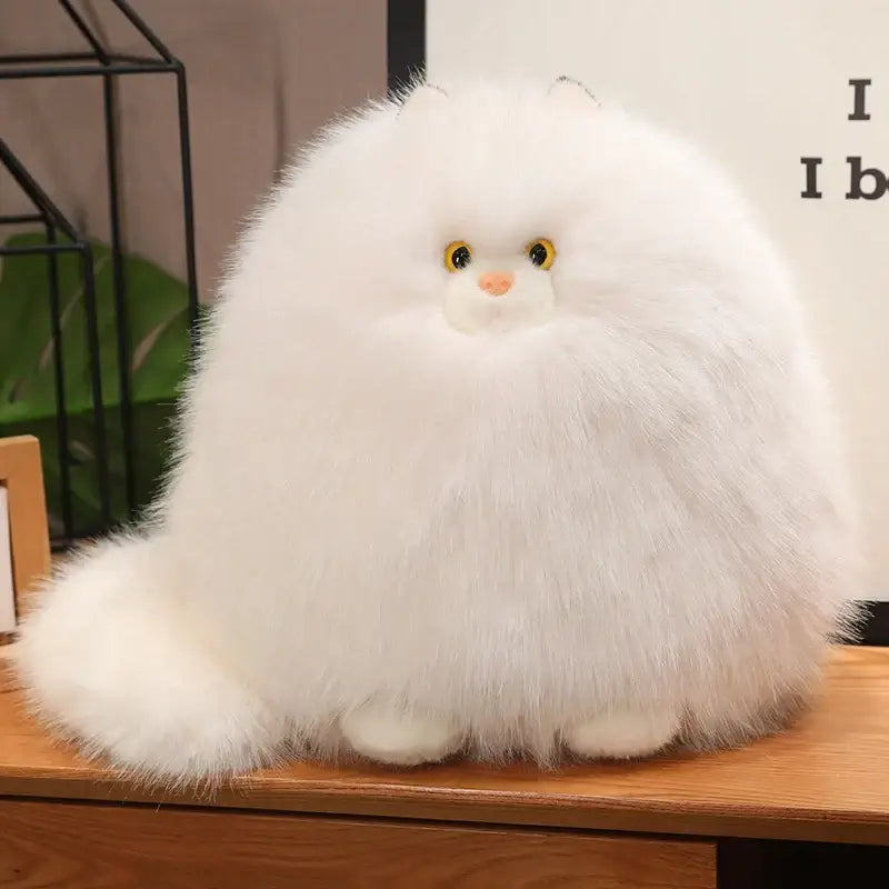 peluche chat poil long - Blanc / 30cm
