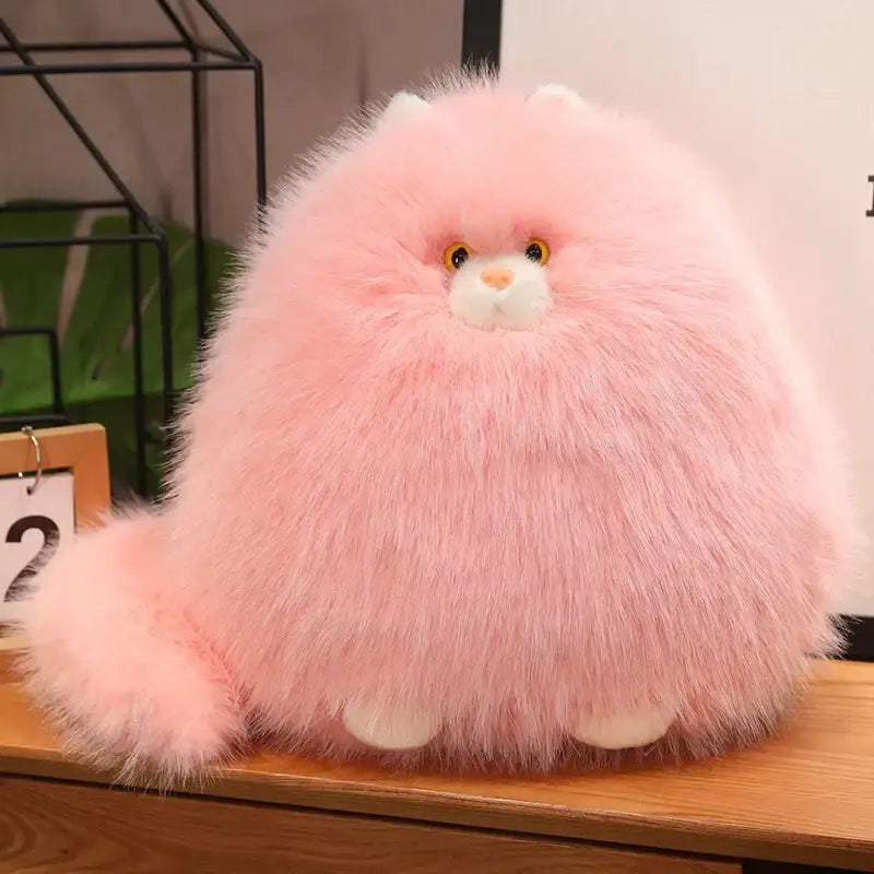 peluche chat poil long - Rose / 30cm
