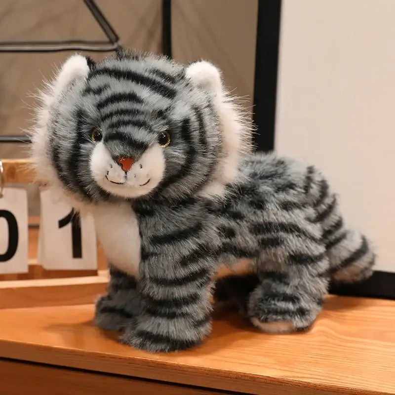 peluche chat tigré gris