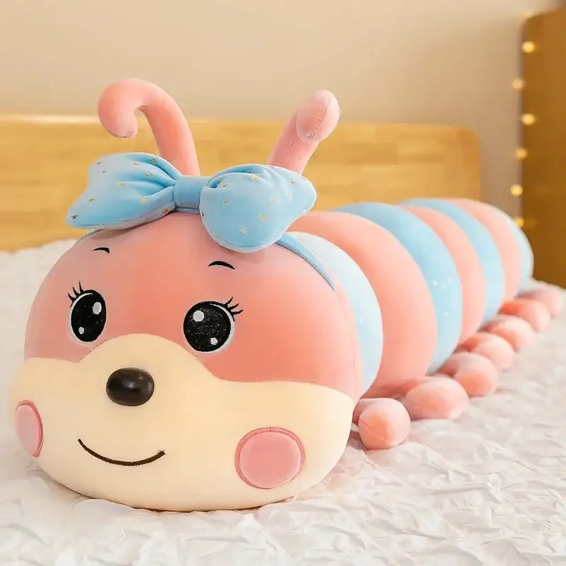 peluche chenille géante - Rose / 80cm