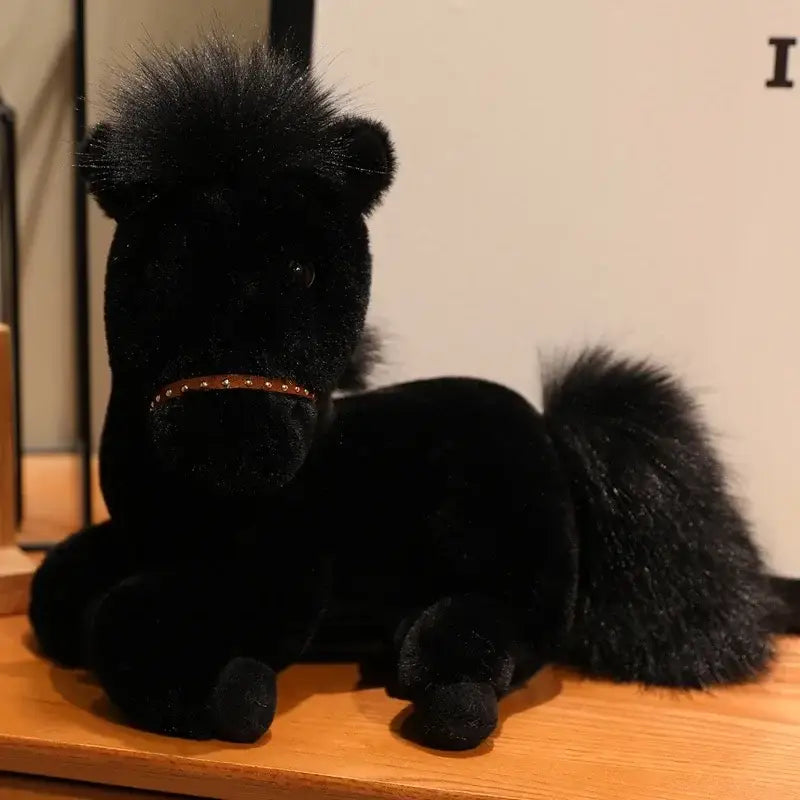 peluche cheval couché - Noir / 30cm