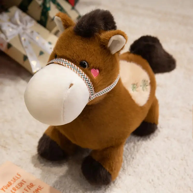 peluche cheval doux - Brun / 25cm