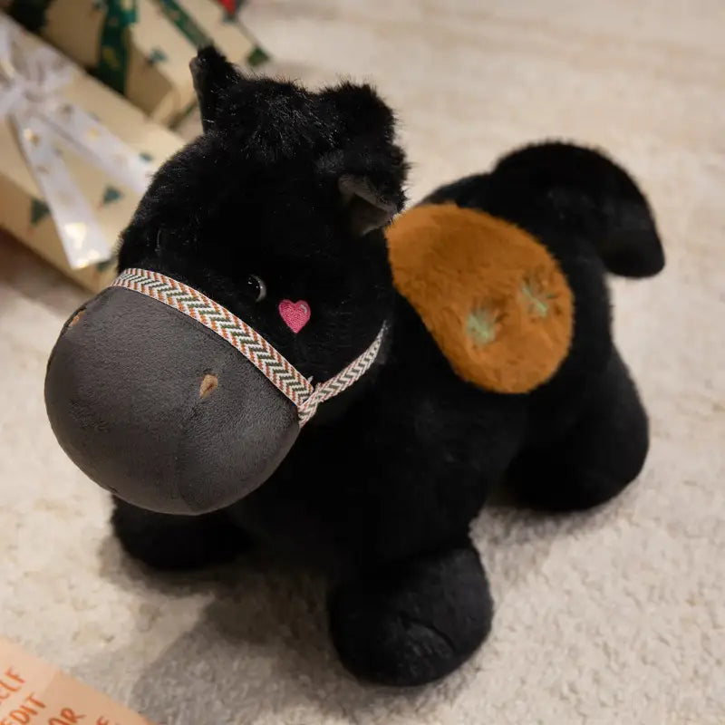 peluche cheval doux - Noir / 25cm
