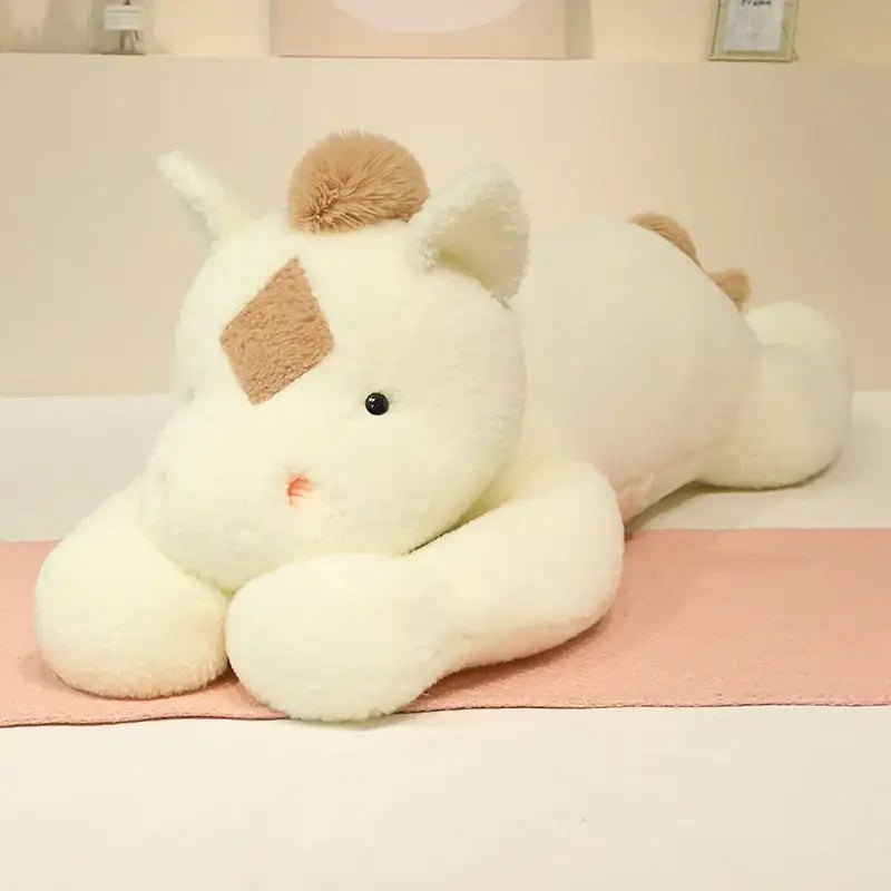 peluche cheval geant - Blanc Brun / 90cm