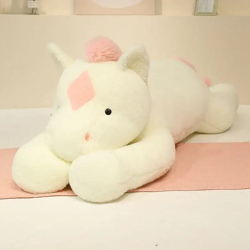 peluche cheval geant - Blanc Rose / 90cm