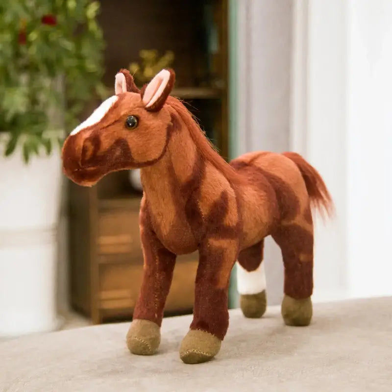 peluche cheval realiste - Brun Foncé / 30cm