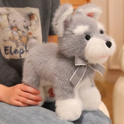 peluche chien et gris blanc