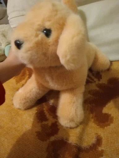 peluche chiot golden beige assis
