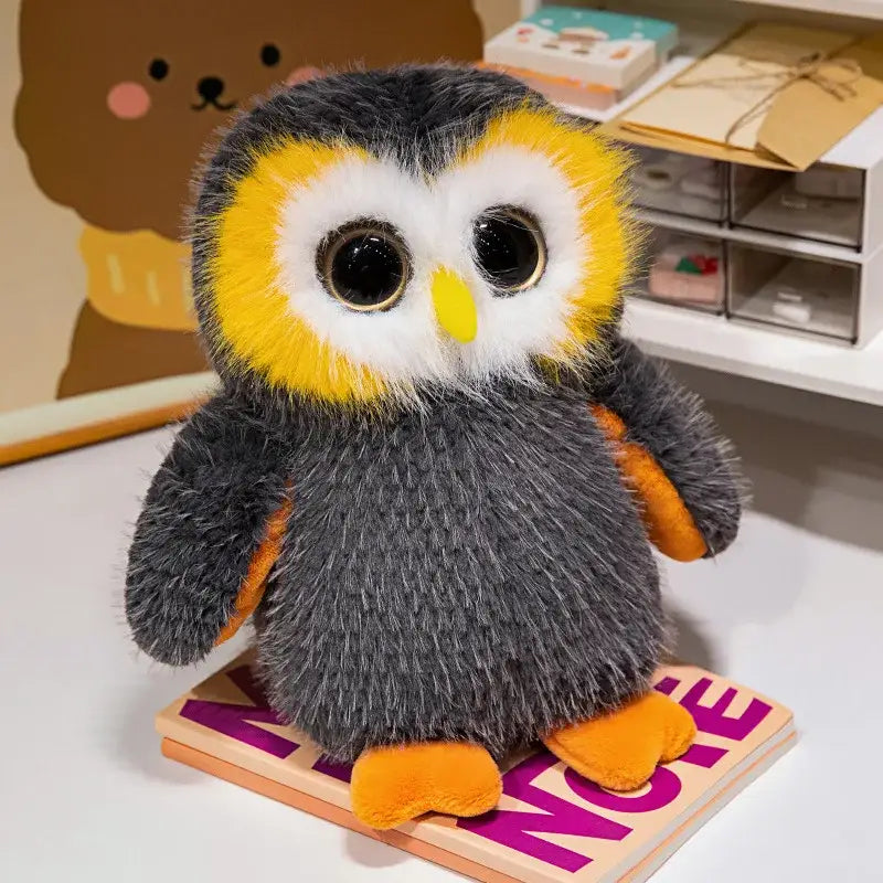 peluche chouette gros yeux - Noir / 20cm