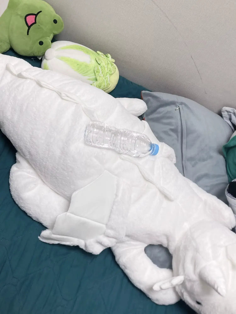 Grande peluche dragon blanc moelleux avec ailes, parfaite pour câlins et décoration de chambre.