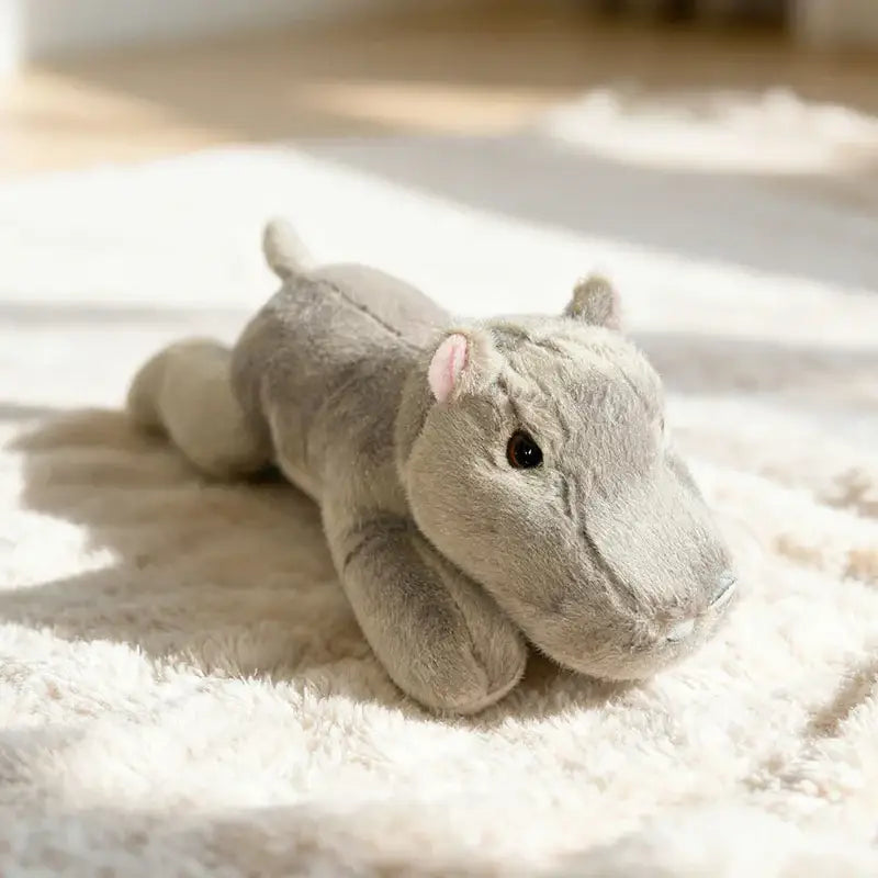 peluche hippopotame gris