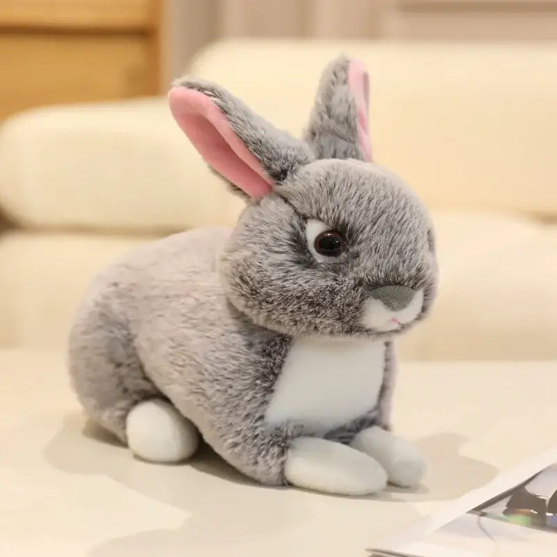 peluche lapin realiste - Gris / 20cm