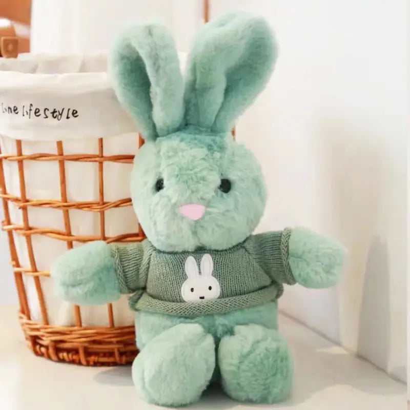 peluche lapin vert