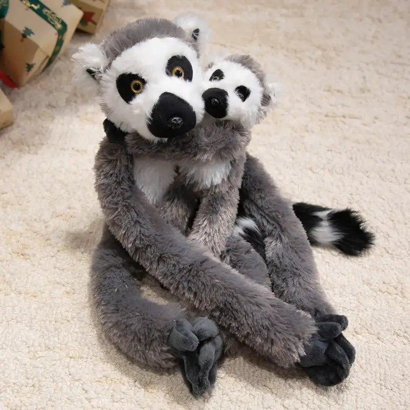 peluche lemurien gros yeux - Lemur Mom Baby