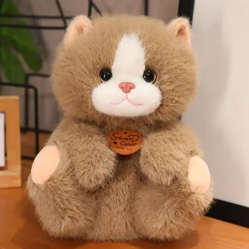 peluche petit chat - Brun / Assis / 25cm