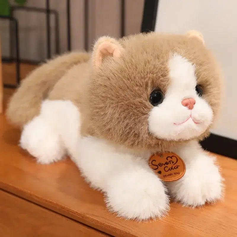 peluche petit chat - Brun / Couché / 25cm