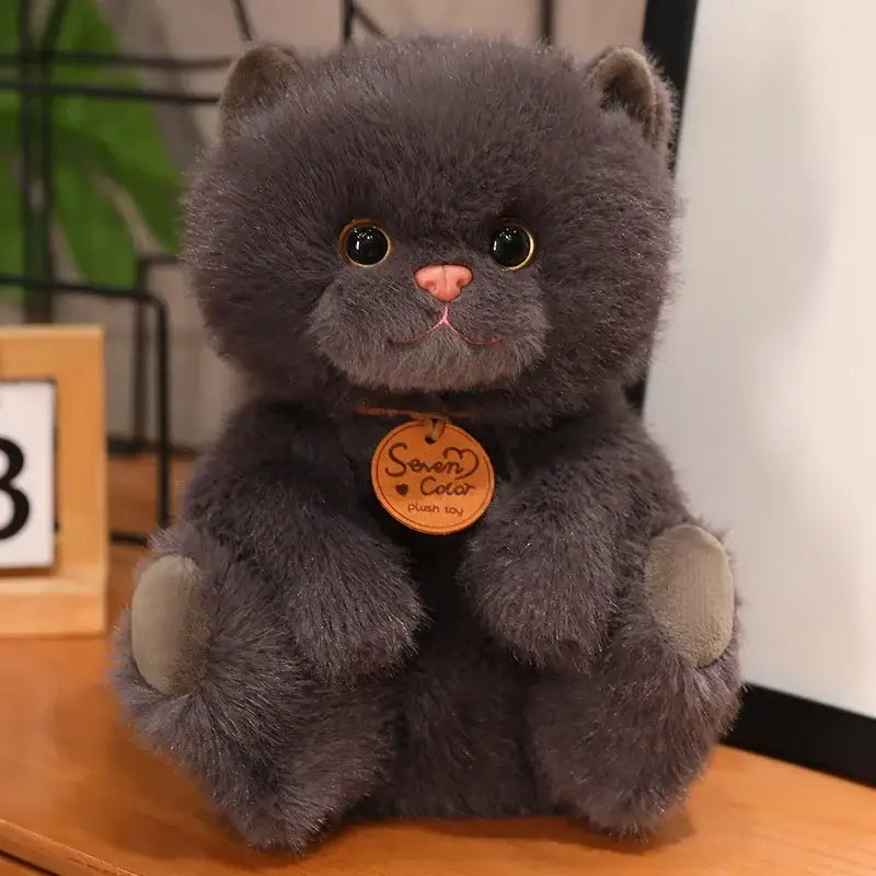 peluche petit chat - Gris / Assis / 25cm