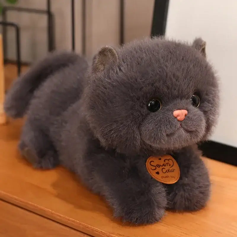 peluche petit chat - Gris / Couché / 25cm