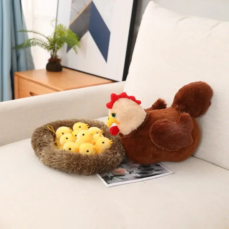 peluche poule et poussin