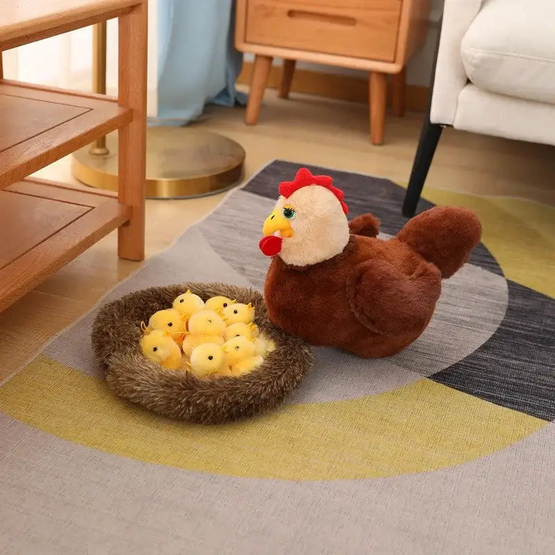 peluche poule et poussin