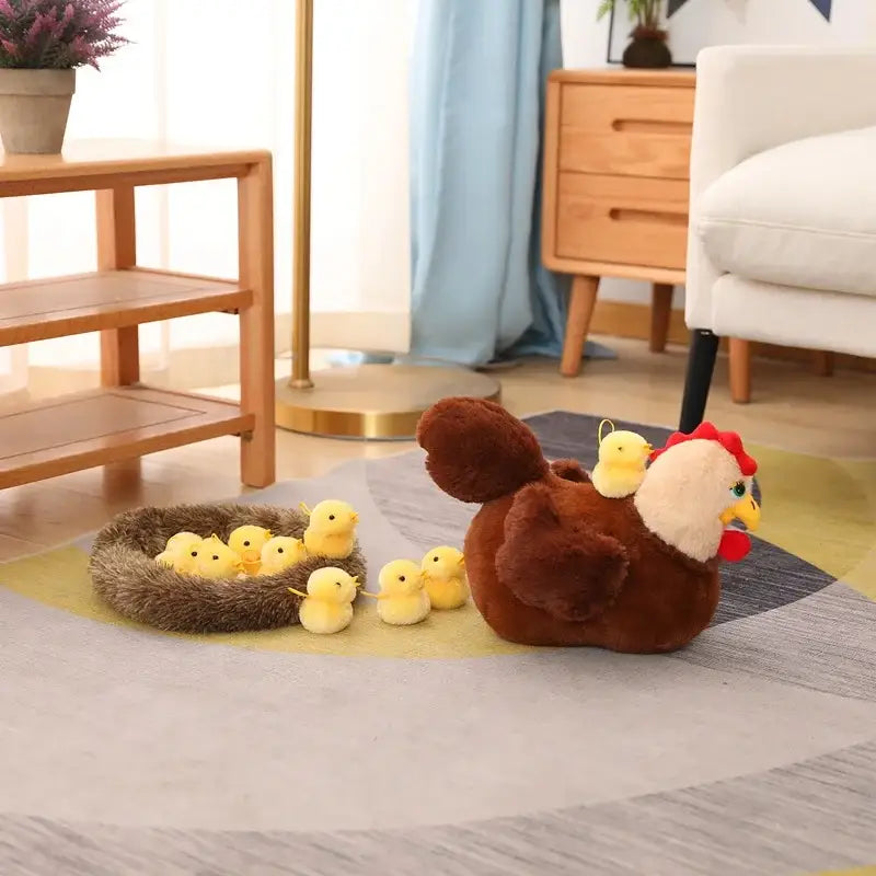 peluche poule et poussin