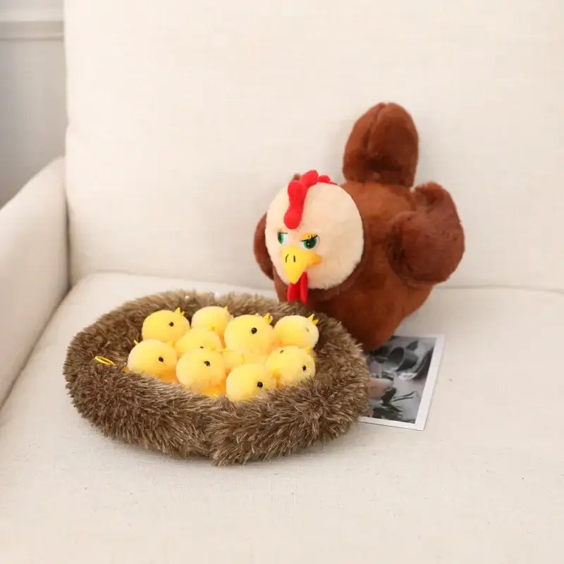 peluche poule et poussin