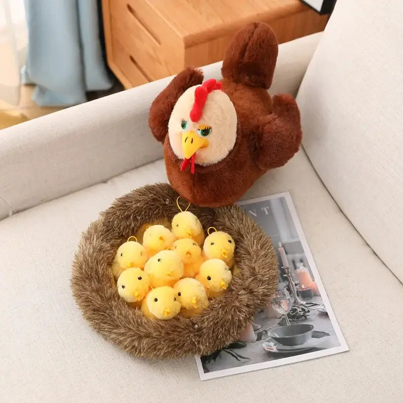 peluche poule et poussin