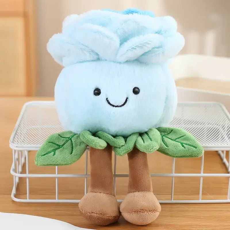 peluche rose fleur - Bleu