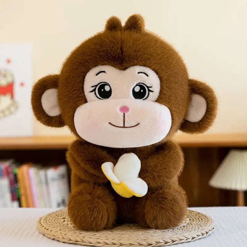 peluche singe avec banane - Brun Foncé / 22cm