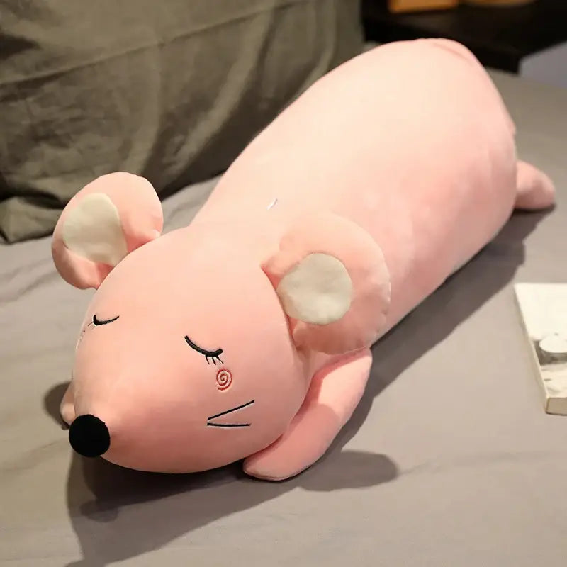 peluche souris rose - Endormie / 70cm