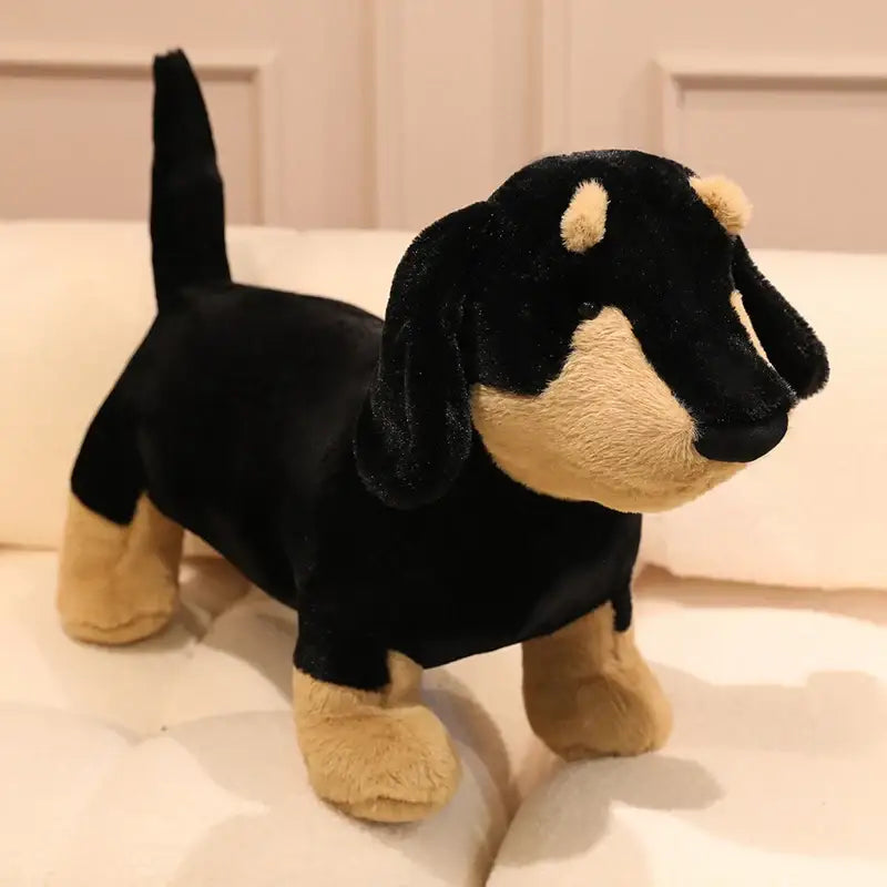 Peluche Teckel Réaliste - Noir / 100cm