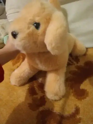 peluche chiot golden beige assis