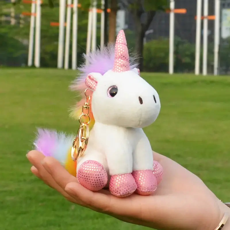 porte clé licorne peluche - Blanc