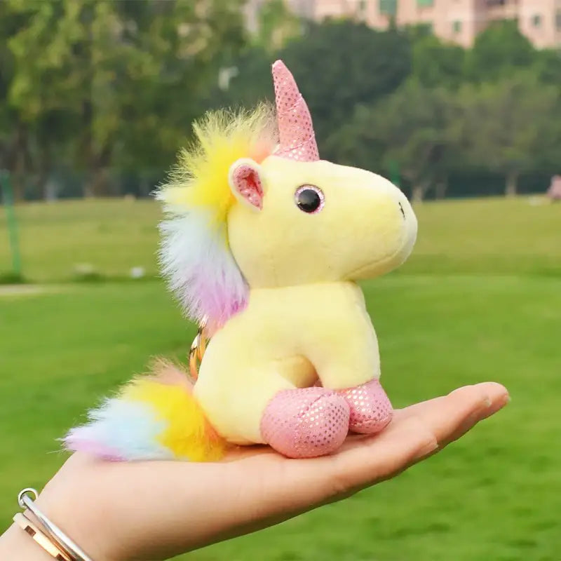 porte clé licorne peluche - Jaune