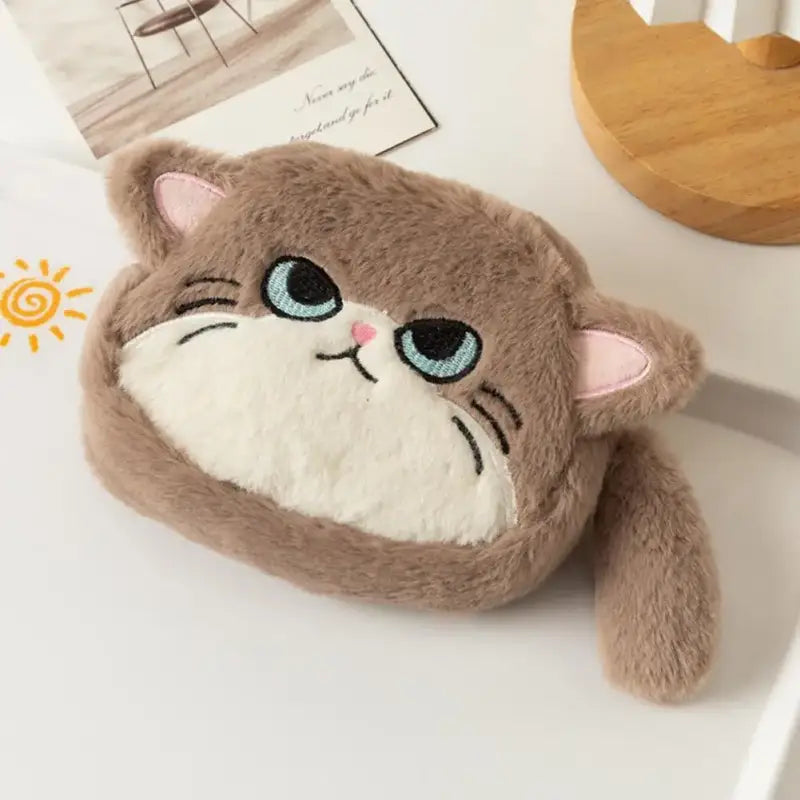 porte monnaie femme chat - Brun Clair