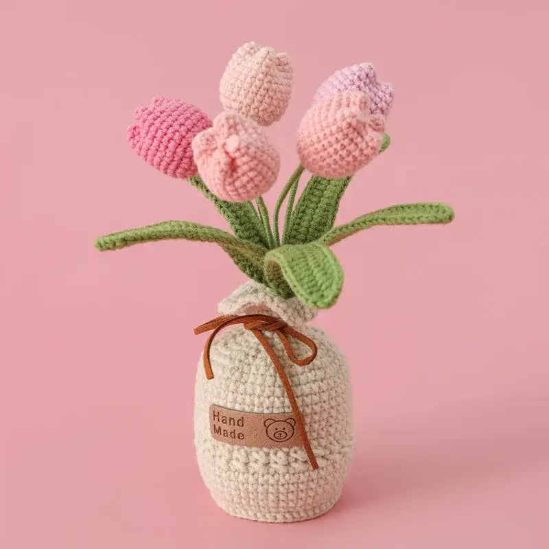 peluche pot de fleur - Rose