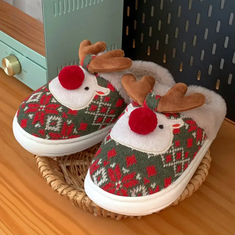 chausson renne de noel - Vert / 36-37