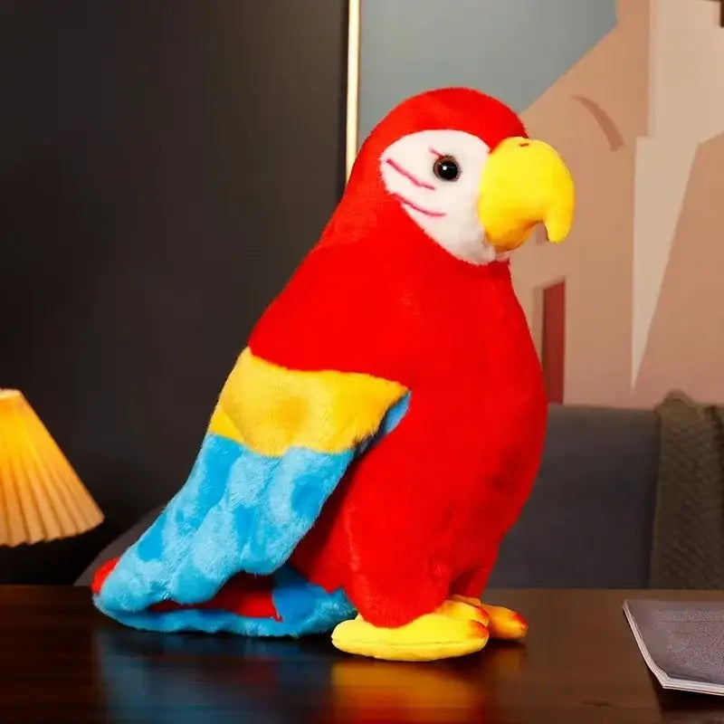 peluche perroquet rouge