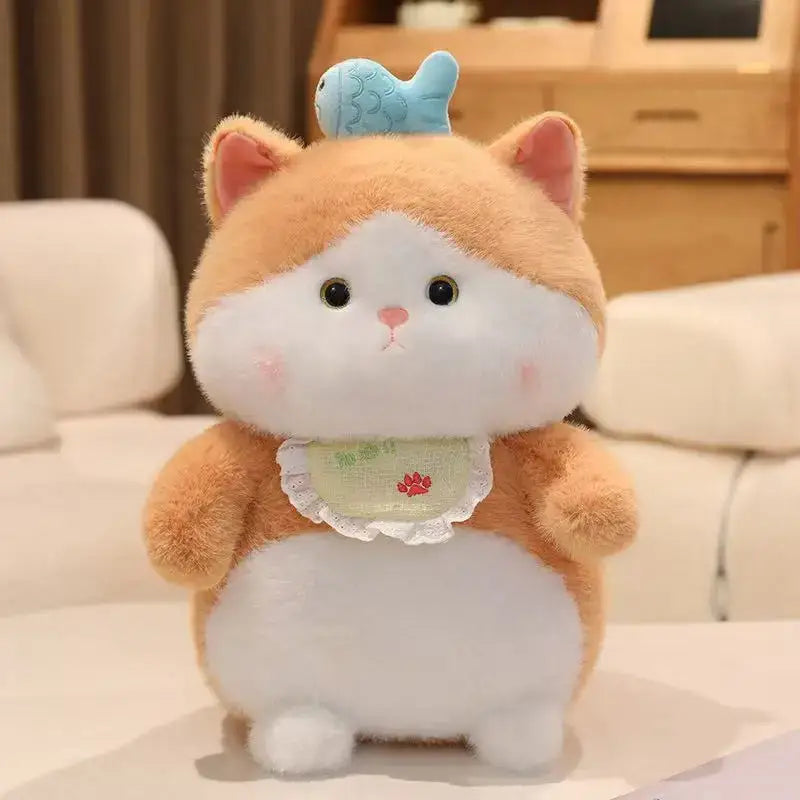 chat roux peluche - Bleu / 25cm